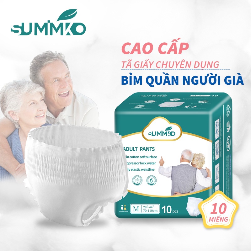 Tã/Bỉm Quần người Già siêu thấm SUMIKKO 10Miếng dành cho người hạn chế khả năng đi lại Size M L XL