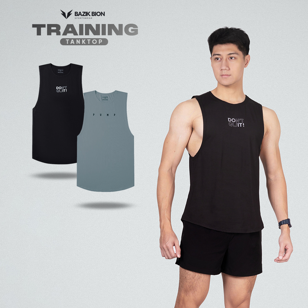 Áo tập gym thể thao ba lỗ Nam Tanktop BAZIK Training co giãn tốt, thoáng khí có logo phản quang màu đen, ghi