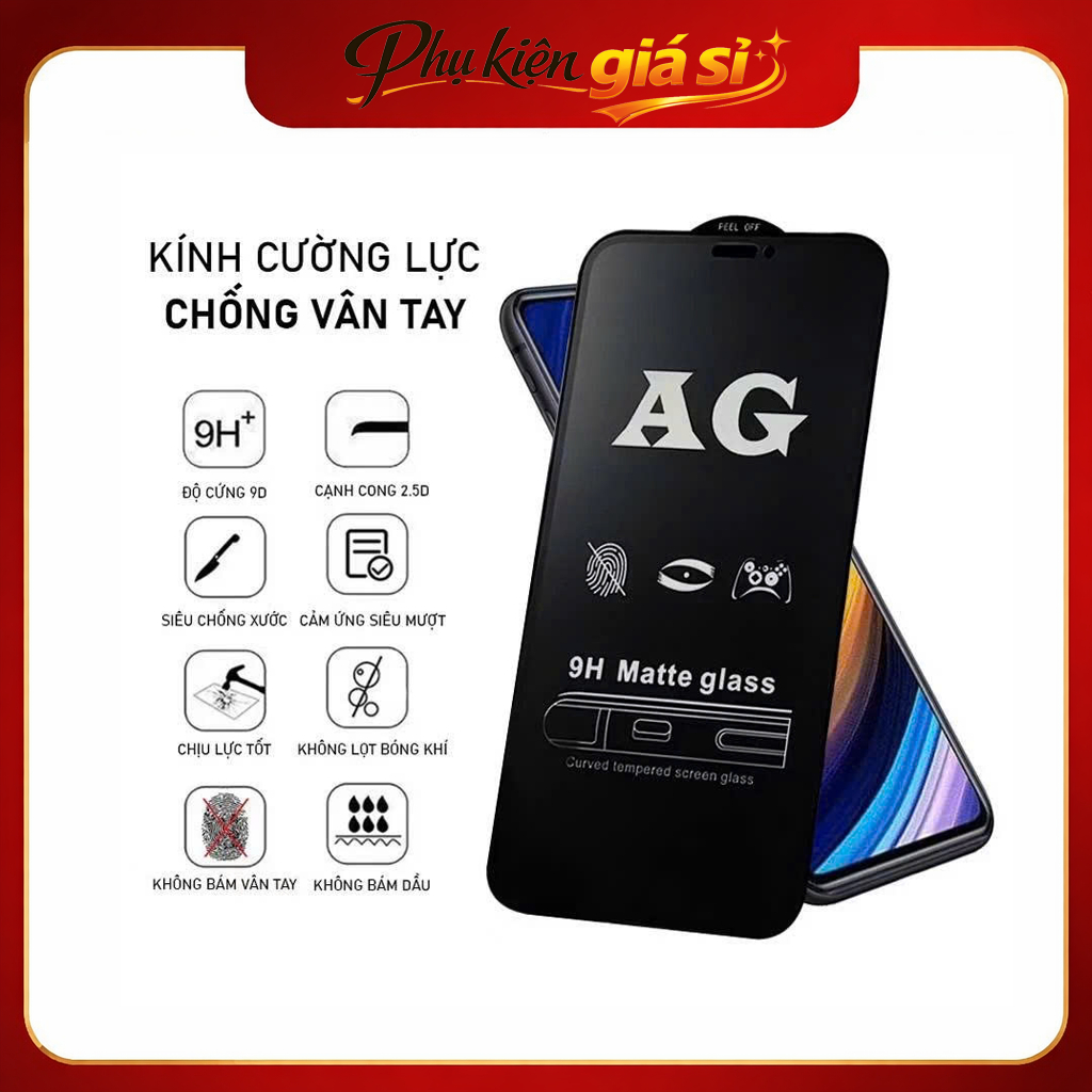 Kính Cường Lực iPhone 9D Chống Vân Tay