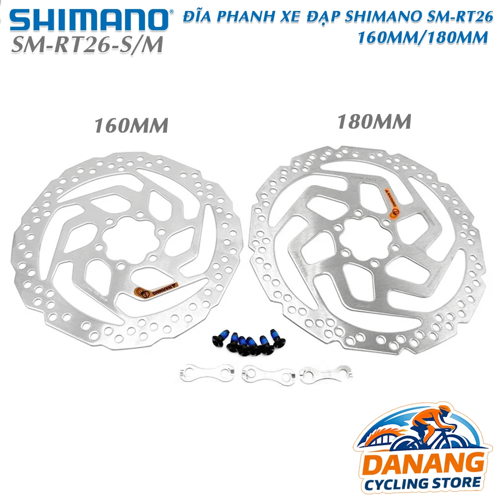 Đĩa Phanh Thắng Xe Đạp Rotor SHIMANO SM RT26 160mm / 180mm – 1 Cái, Chính Hãng, Không Hộp