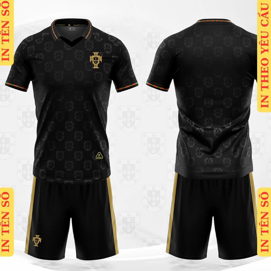 BĐN đen thun mè, SV Sport, quần áo bóng đá in tên số theo yêu cầu, in nhiệt không bong tróc, sắc nét