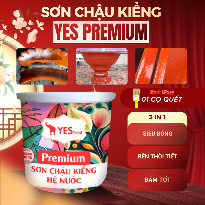 [HÀNG MỚI - CHẤT LƯỢNG MỚI] Sơn Chậu Kiểng Yes Premium Hệ Nước Sơn Chậu Cảnh, Gỗ, Xi măng 18 LÍT