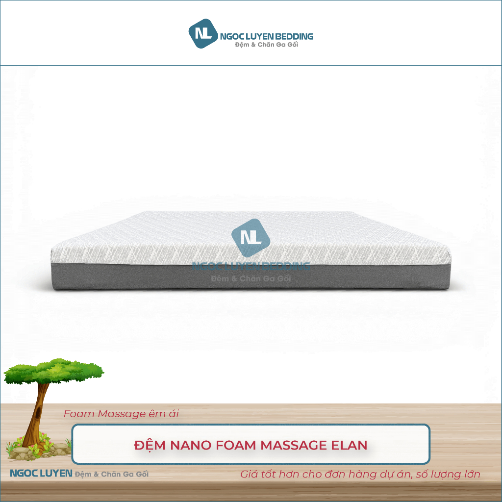 Đệm Nano Foam Massage Elan Alias - Êm ái, Kháng khuẩn - Massage cơ thể - Chính hãng