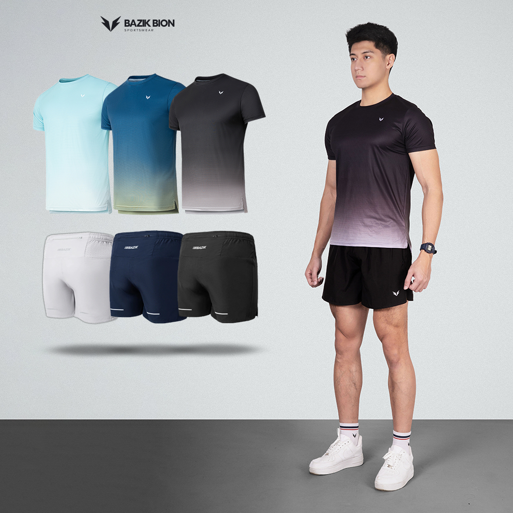 Set Đồ Chạy Bộ Running Bazik Áo Pace 5 và Quần Running Có Túi Sau Đựng Điện Thoại