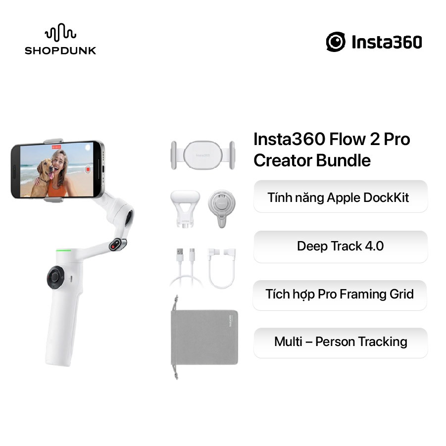Gimbal Chống Rung Insta360 Flow 2 Pro Creator Bundle | Bảo Hành Chính Hãng 1 Năm