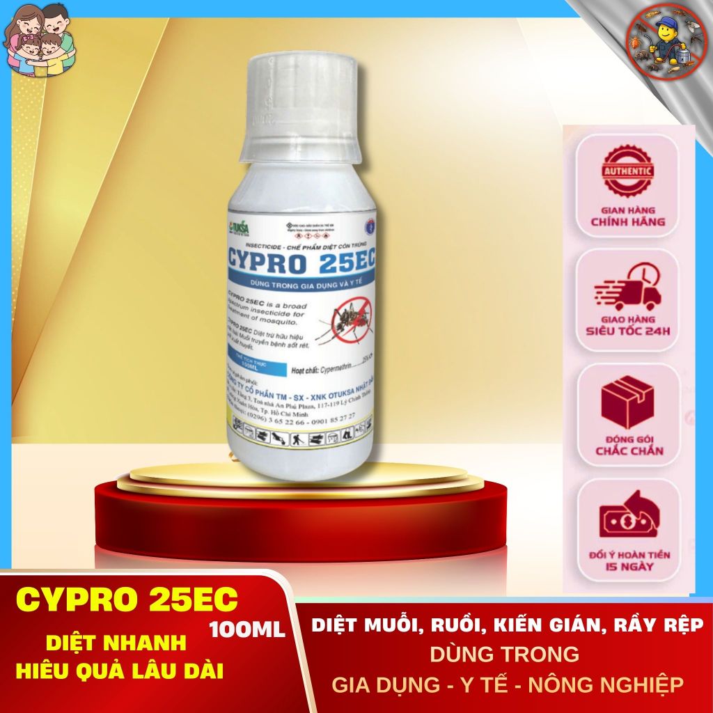 Cypro 25EC diệt muỗi nhà cửa, kho bãi... và côn trùng gây hại (Nhập Ấn Độ) Có xuất VAT