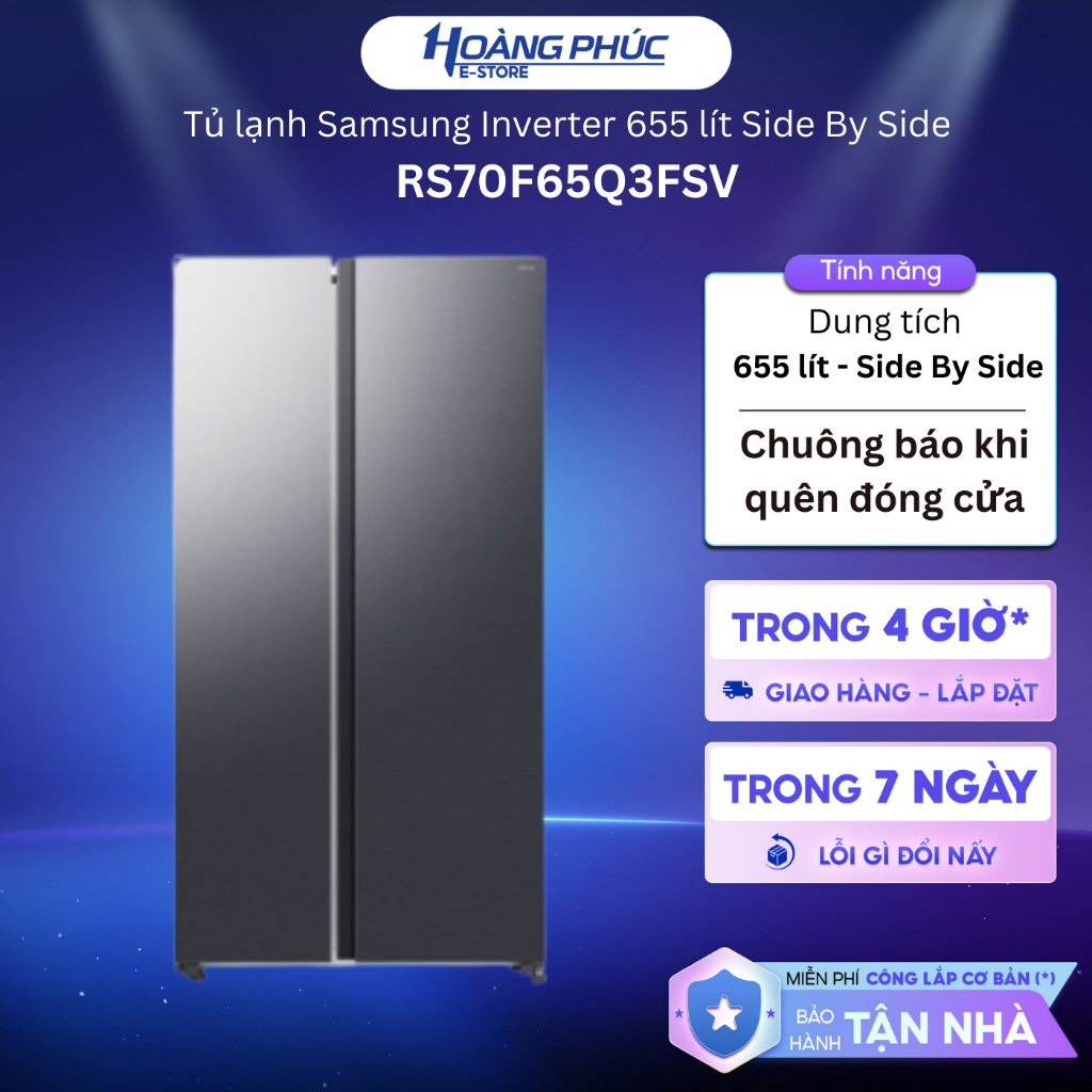 Tủ Lạnh Samsung Inverter 655 Lít Side By Side RS70F65Q3FSV {Ship HCM 0Đ}