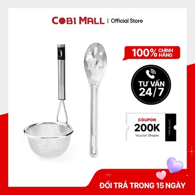 Vá Trụng Hủ Tiếu Mì Inox Sáng Bóng Kèm Muỗng, Cao Cấp Và An Toàn Cho Sức Khỏe - Cobi Home