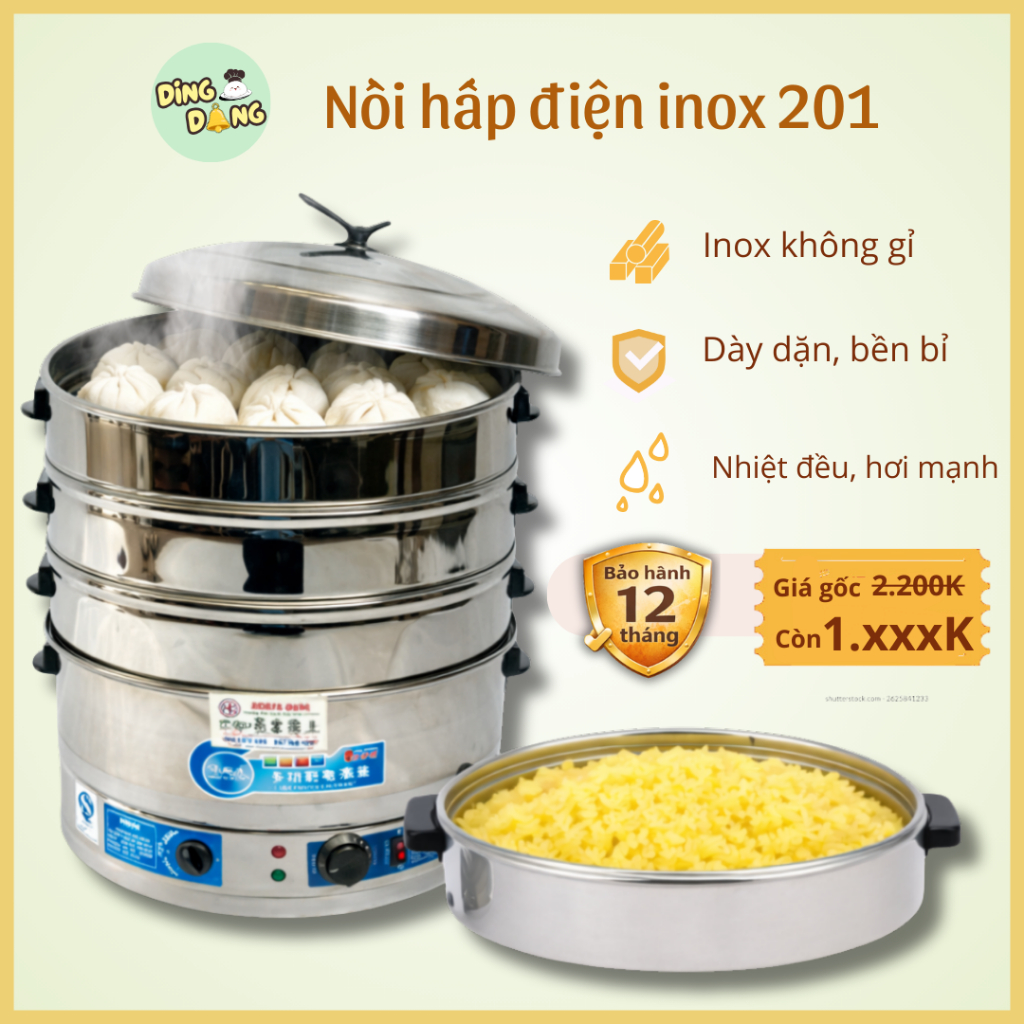 ( M) nồi hấp điện 3 tầng công nghiệp , nồi hấp xôi bằng điện,làm flan, da lợn, xu xê, bánh giò, caramen, thịt, cá