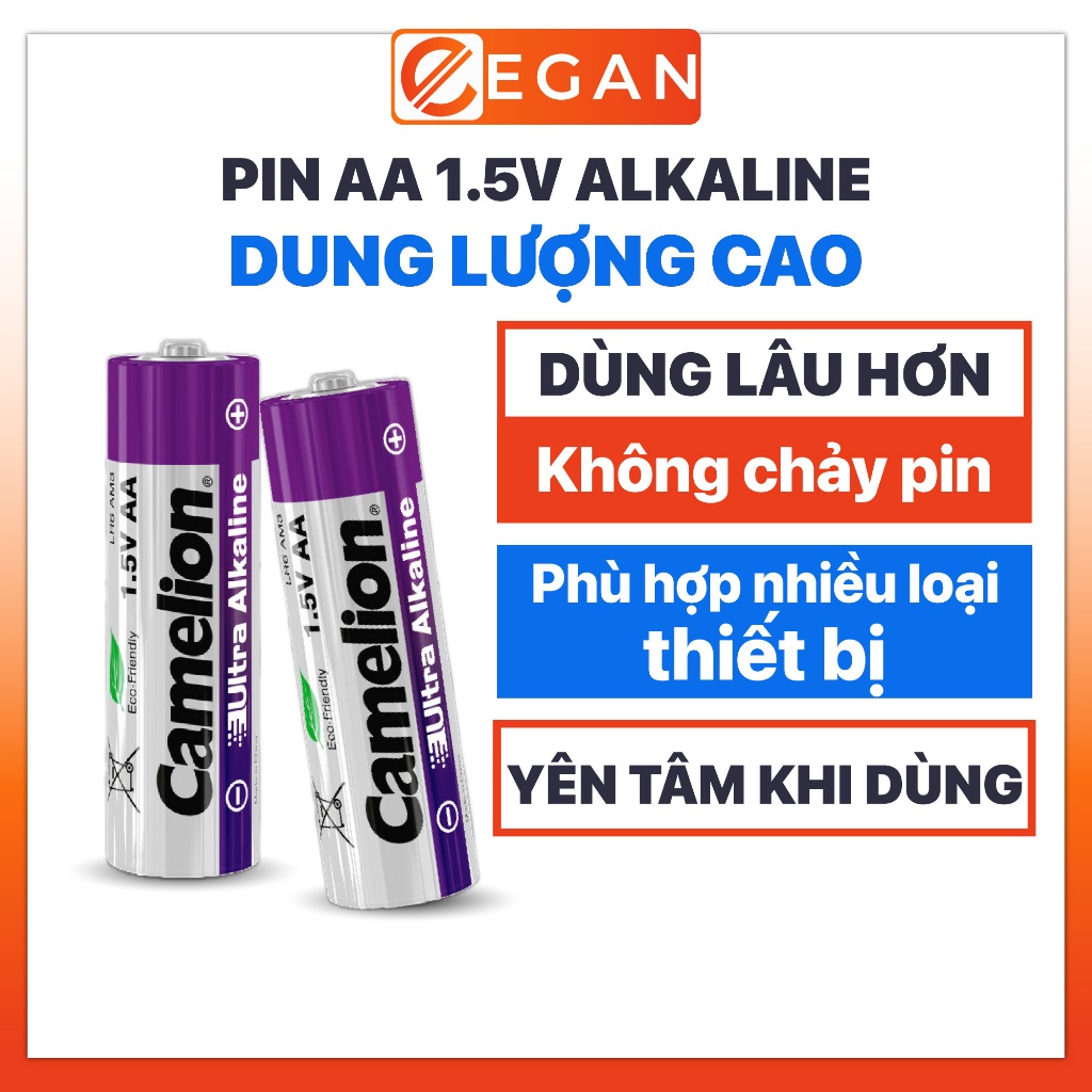 Pin AA 1.5V Dung Lượng Cao Ultra Alkaline-Pin AA Alkaline ít hao pin, Pin tiểu AA dùng hằng ngày