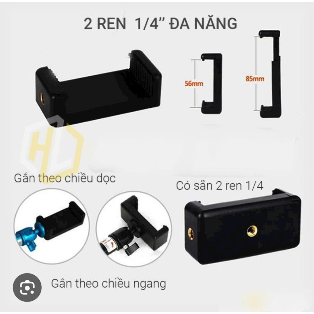 Đầu kẹp điện thoại 2 chiều kết nối máy với cây Tripod livestream