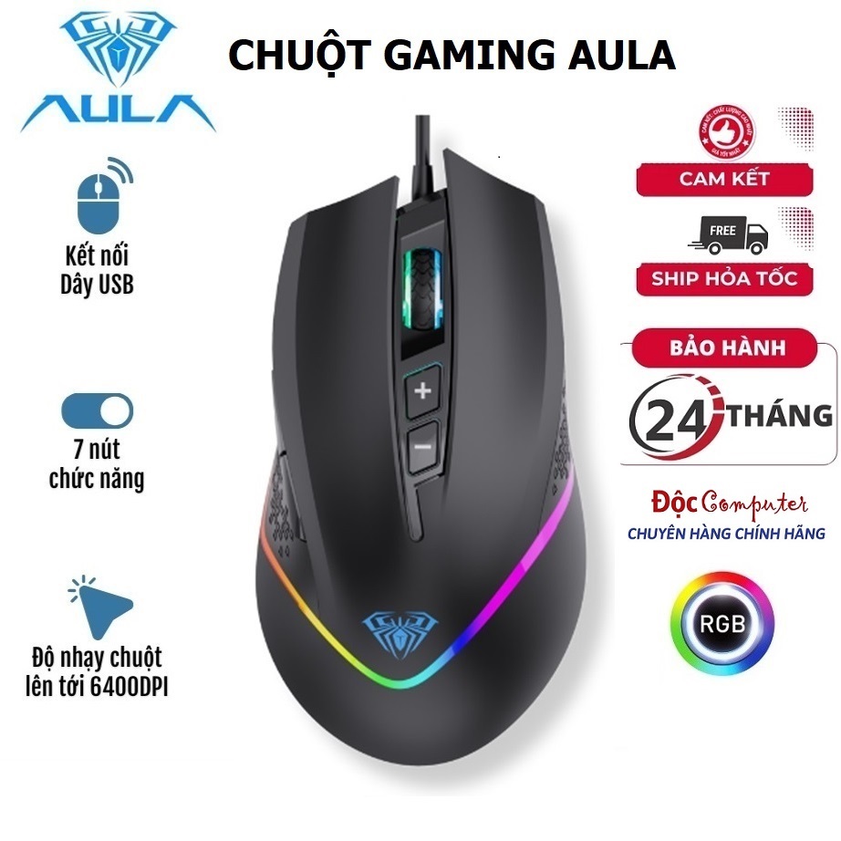 Chuột Gaming có dây AULA F805 LED RGB, 7 Nút Lập Trình, Tùy Chỉnh DPI cho chơi Game và Văn Phòng, PC