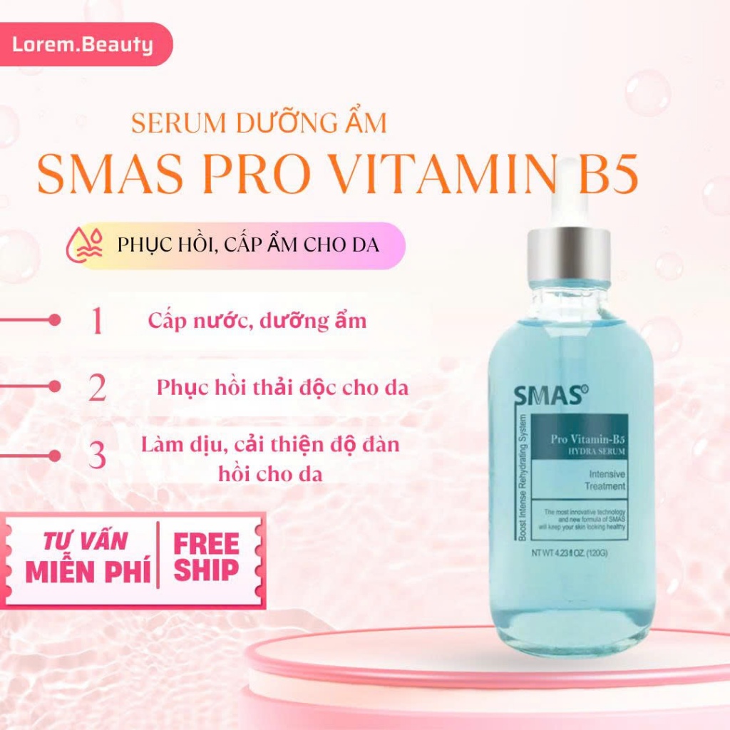 SMAS Pro-Vitamin B5 Serum SMAS Pro-Vitamin B5 Hydra cấp ẩm và Phục Hồi Da 120ml