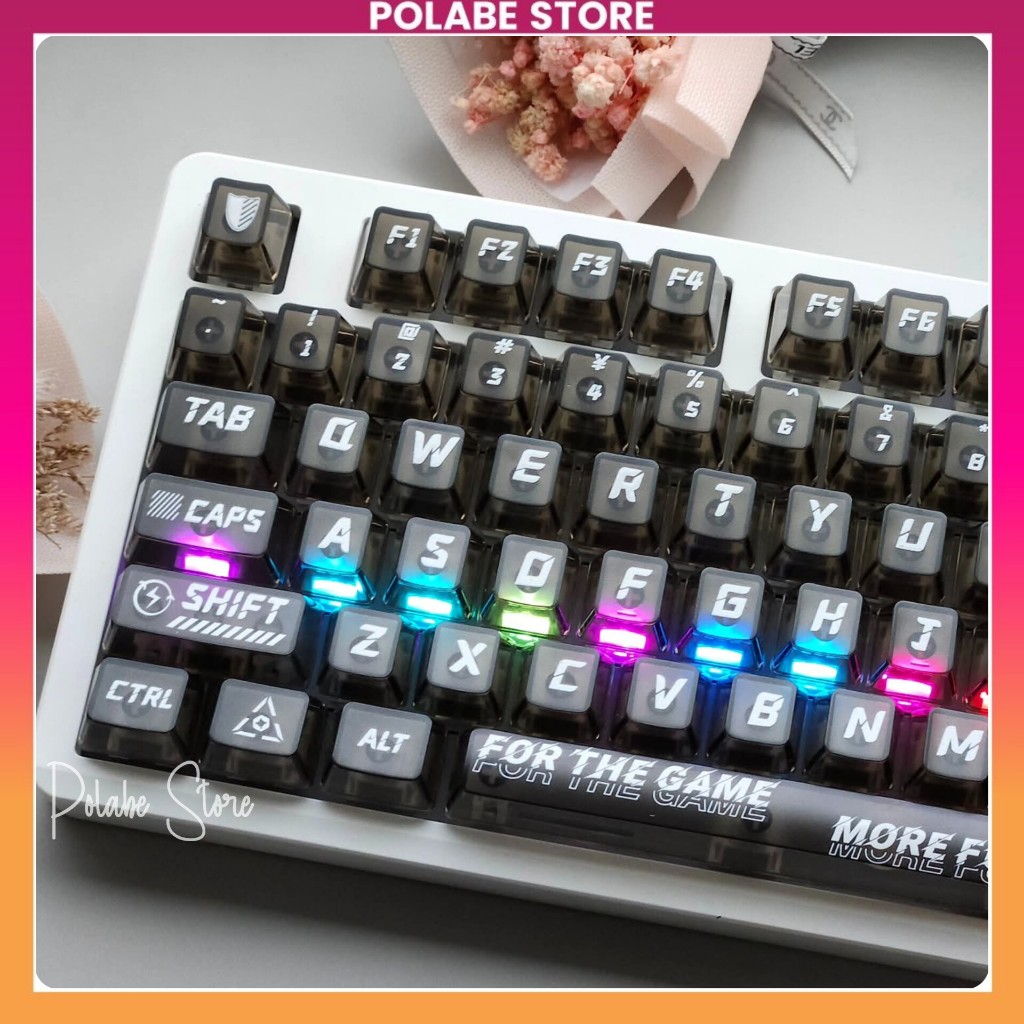 Keycap Fighter Jet Black PC Keycap xuyên led OEM profile Keycap smoke đen mờ bàn phím Polabe Store