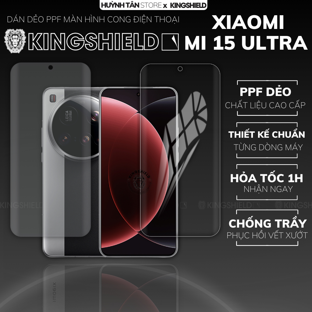 Dán dẻo PPF điện thoại xiaomi mi 15 ultra trong suốt nhám chính hãng KINGSHIELD chống vân tay nhạy