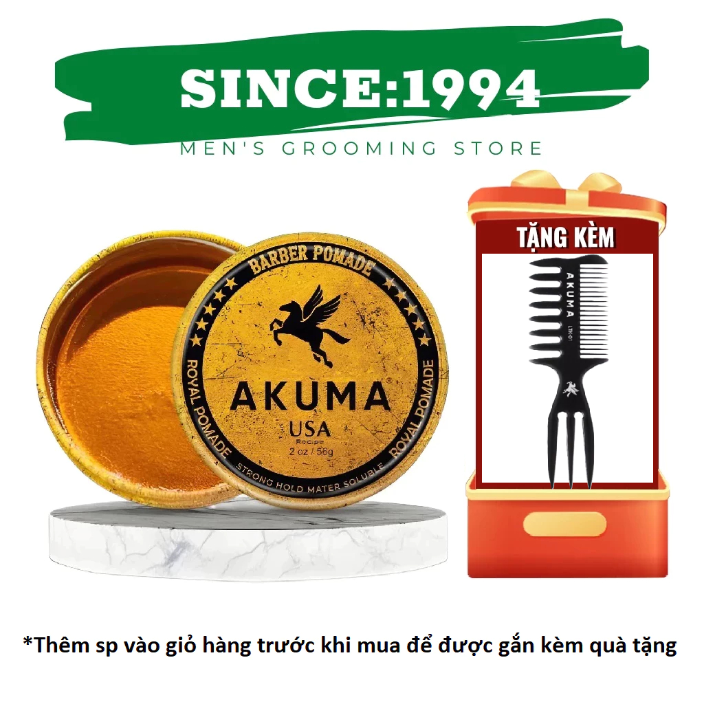 Sáp vuốt tóc, tạo kiểu tóc AKUMA ROYAL POMADE 56g - 116g tạo độ bóng