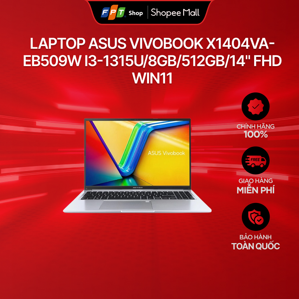 [Chỉ GH tận nơi] Laptop Asus Vivobook X1404VA-EB509W i3-1315U/8GB/512GB/14" FHD/Win11
