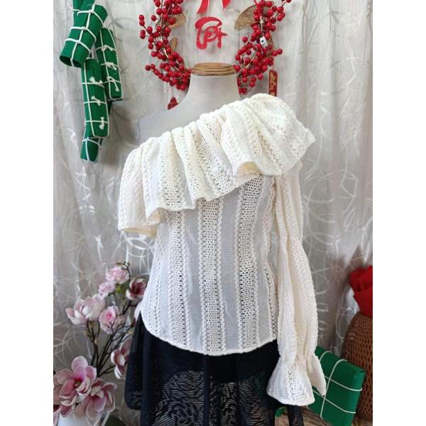 LINLY NEW TAG - Áo ren lệch vai bymo - SIZE S