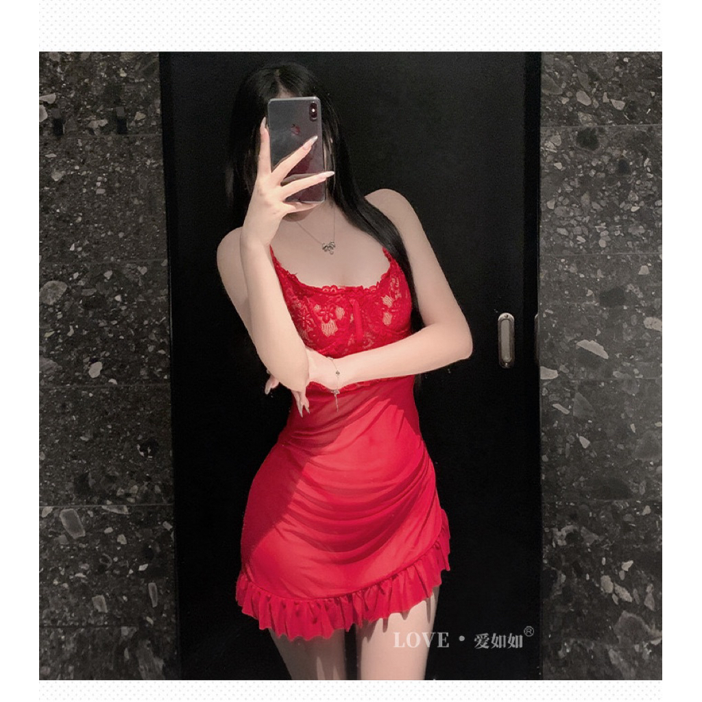 Váy ngủ sexy, đầm ngủ hai dây đuôi cá vải voan mỏng ôm body tôn ngực gợi cảm | BigBuy360 - bigbuy360.vn