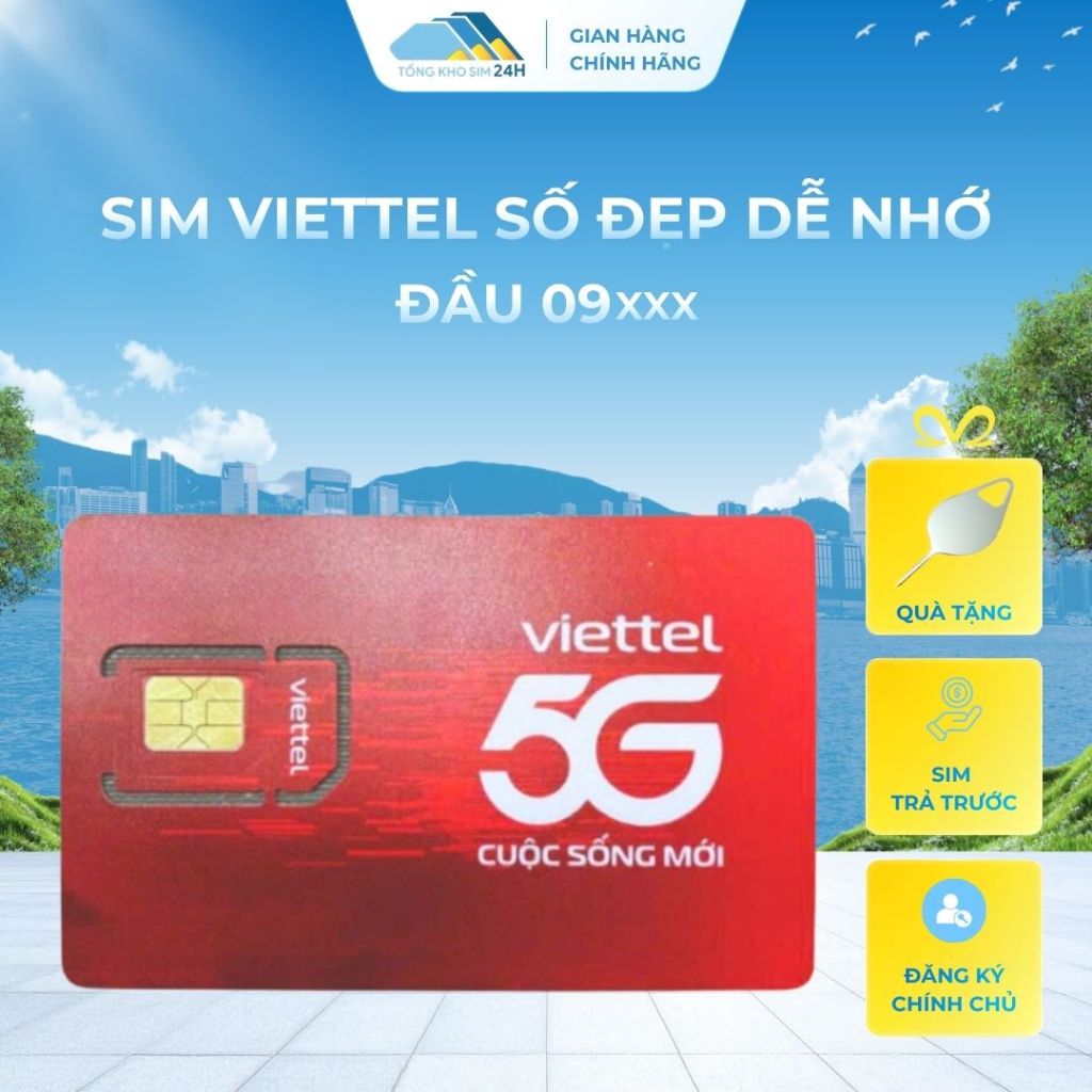 Sim Viettel Giá Rẻ đầu 09 chỉ 139k phôi 5G Sim trả trước số đẹp dễ nhớ [Sim Phải ĐKCC]