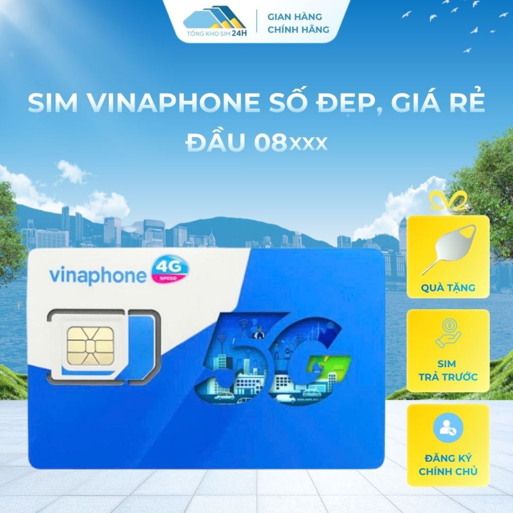 Sim Vinaphone 4G trả trước, Đầu 08 số đẹp giá chỉ 65k, giá rẻ, nghe gọi [Đăng ký chính chủ tại nhà]