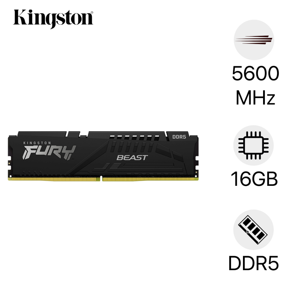 Ram PC Kingston FURY Beast 16GB DDR5 5600Mhz (KF556C40BB-16WP)