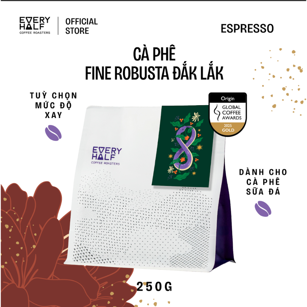 [MUA 2 TẶNG 1 MIDNIGHT] Cà Phê Đặc Sản Fine Robusta Phù Hợp Pha Cà Phê Sữa Every Half - Túi 250G