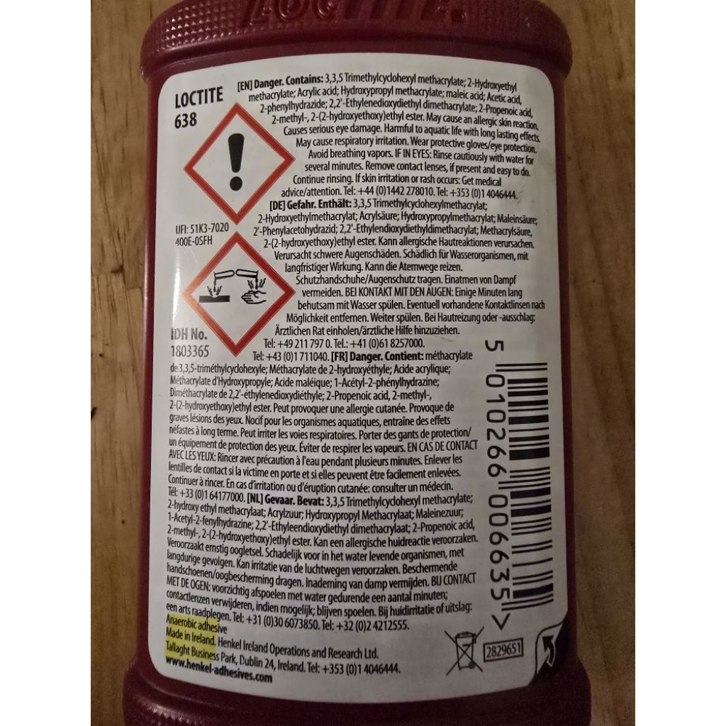 Loctite 638 50ml. Xuất xứ Ireland(EU)