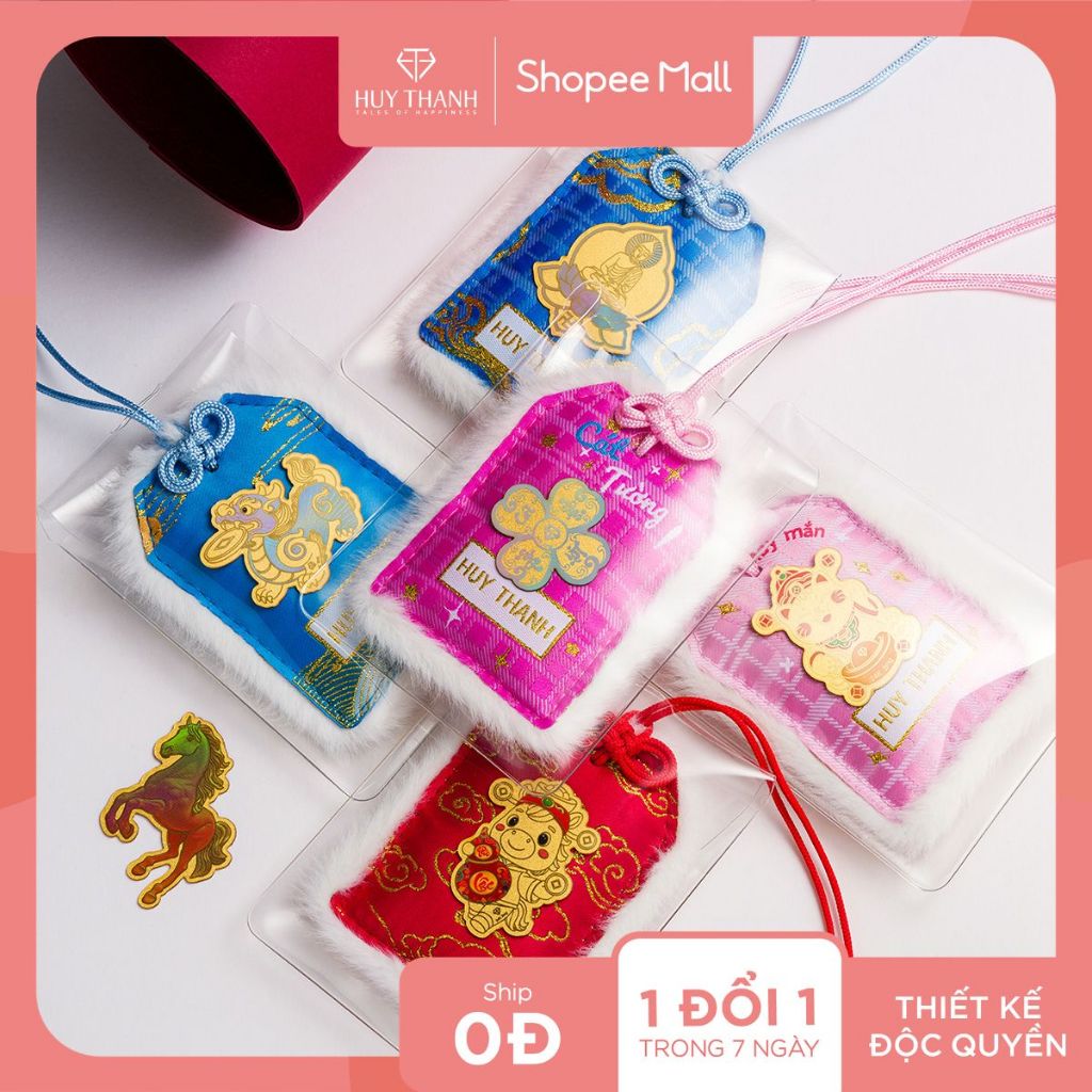 PHONESTICKER Túi Thơm Tài Lộc Vàng 24k ( Chứa 0.002gram Vàng 24k ) Huy Thanh Jewelry