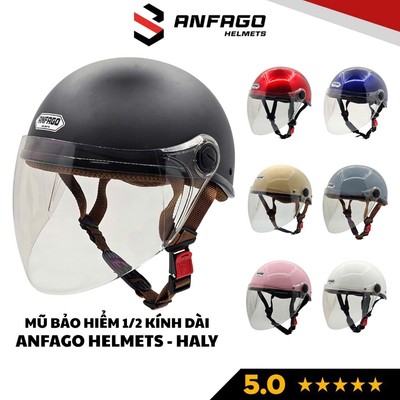 Mũ bảo hiểm nửa đầu kính dài ANFAGO HELMETS an toàn, freesize vòng đầu 54-59 cm thời trang