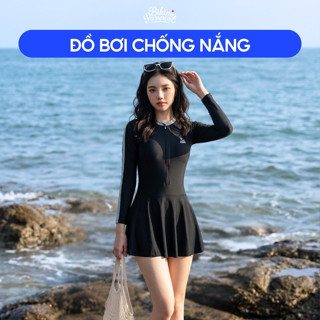 Đồ bơi một mảnh nữ có bigsize kín đáo chống UV đi du lịch - Bikini Passport - BS1007_BL