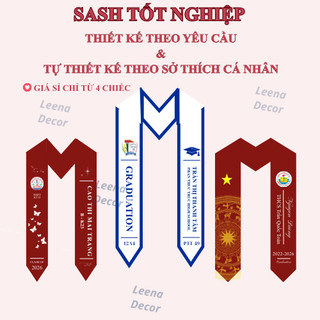 SASH TỐT NGHIỆP TỰ THIẾT KẾ VÀ IN THEO YÊU CẦU - Sash Cầu Cổ V , Vải Lụa Hàn Quốc 2 Lớp , Kích Thước 180x12cm.