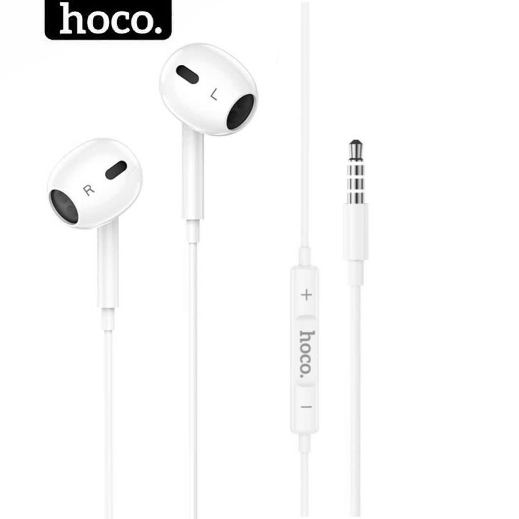 Tai nghe có dây chính hãng HOCO jack 3.5mm có micro đàm thoại, hiệu ứng âm thanh vòm 6d chân thực., nhựa ABS siêu bền.