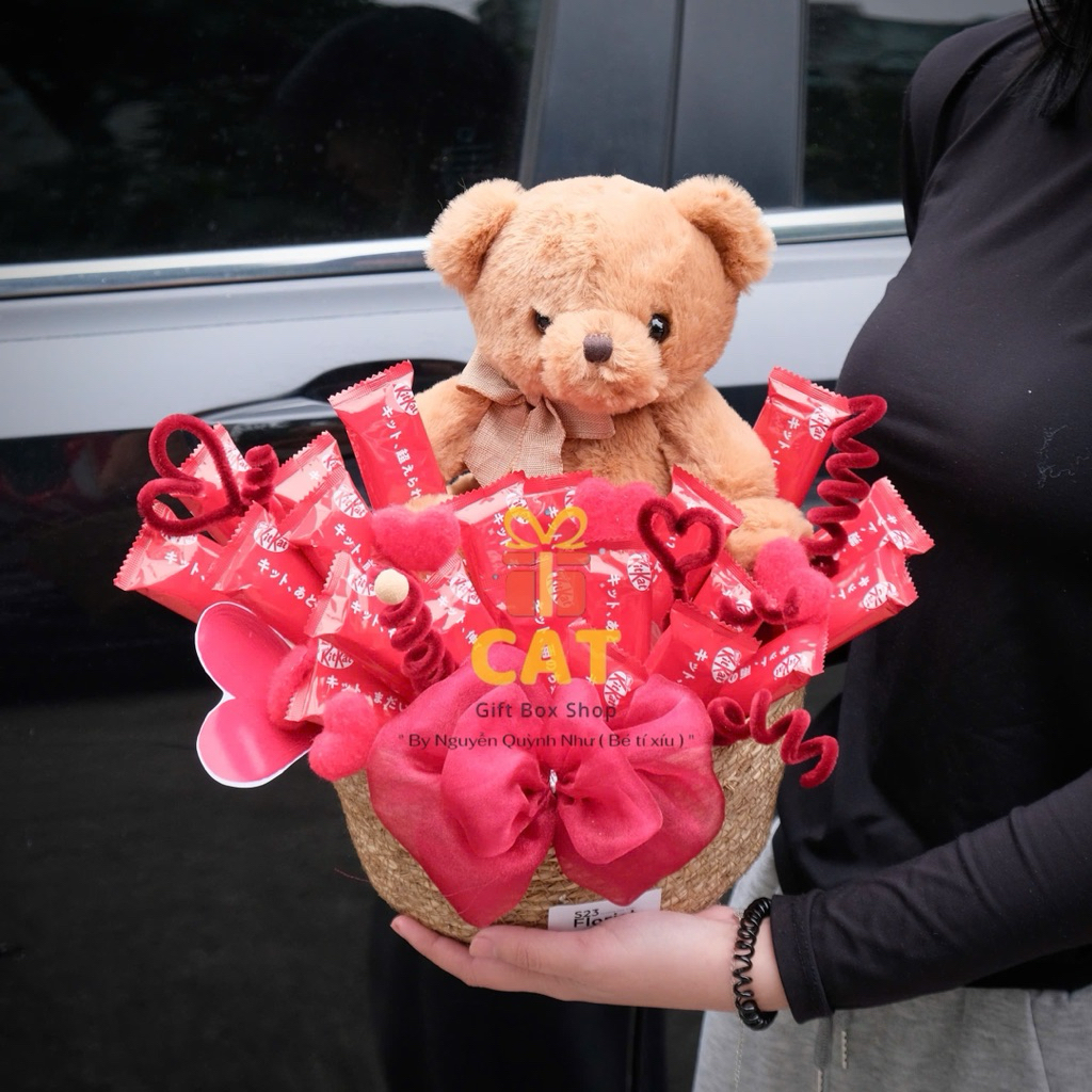 Set Quà Kitkat Mix Dâu – Bó Hoa Bánh Kẹo Valentine, Sinh Nhật, Tỏ Tình Siêu Dễ Thương, quà tặng bạn 