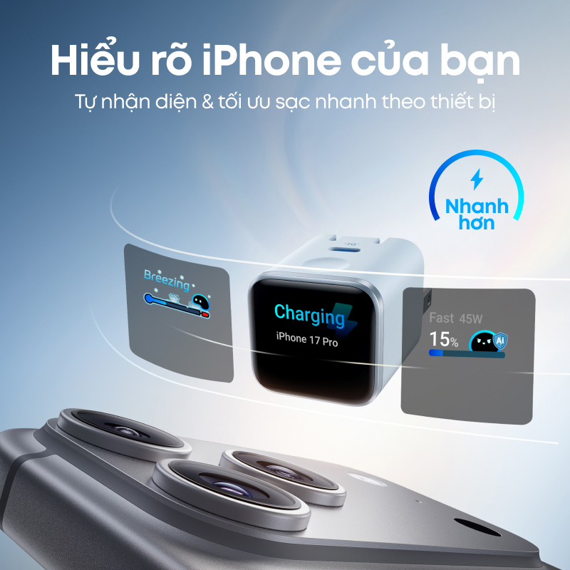 Sạc nhanh USB-C 45W GaN Anker Nano A121D công suất cao, nhỏ gọn, an toàn