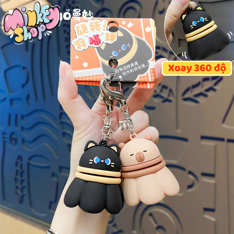Móc Khóa Hình Trái Cầu Lông Xoay 360 Độ Móc Chìa Khóa Phụ Kiện Túi Xách Dễ Thương-Minkey Shop