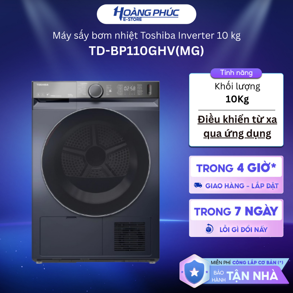 TD-BP110GHV(MG) - Máy sấy bơm nhiệt Toshiba 10 kg TD-BP110GHV {Toàn Quốc}