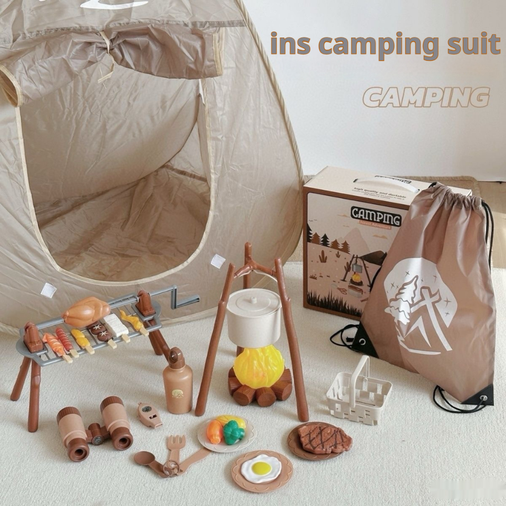 Bộ Đồ Chơi Cắm Trại Cho Trẻ Em Lều & Vỉ Nướng BBQ Đồ Chơi Ngoài Trời Nhập Vai Cho Bé Quà Tặng Giáo D