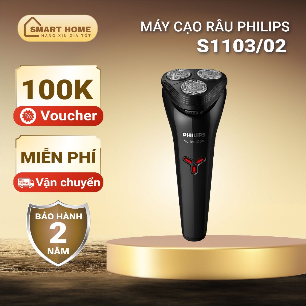 Máy cạo râu khô & ướt du lịch Philips S1103/02, an toàn cho da, bảo hành 2 năm