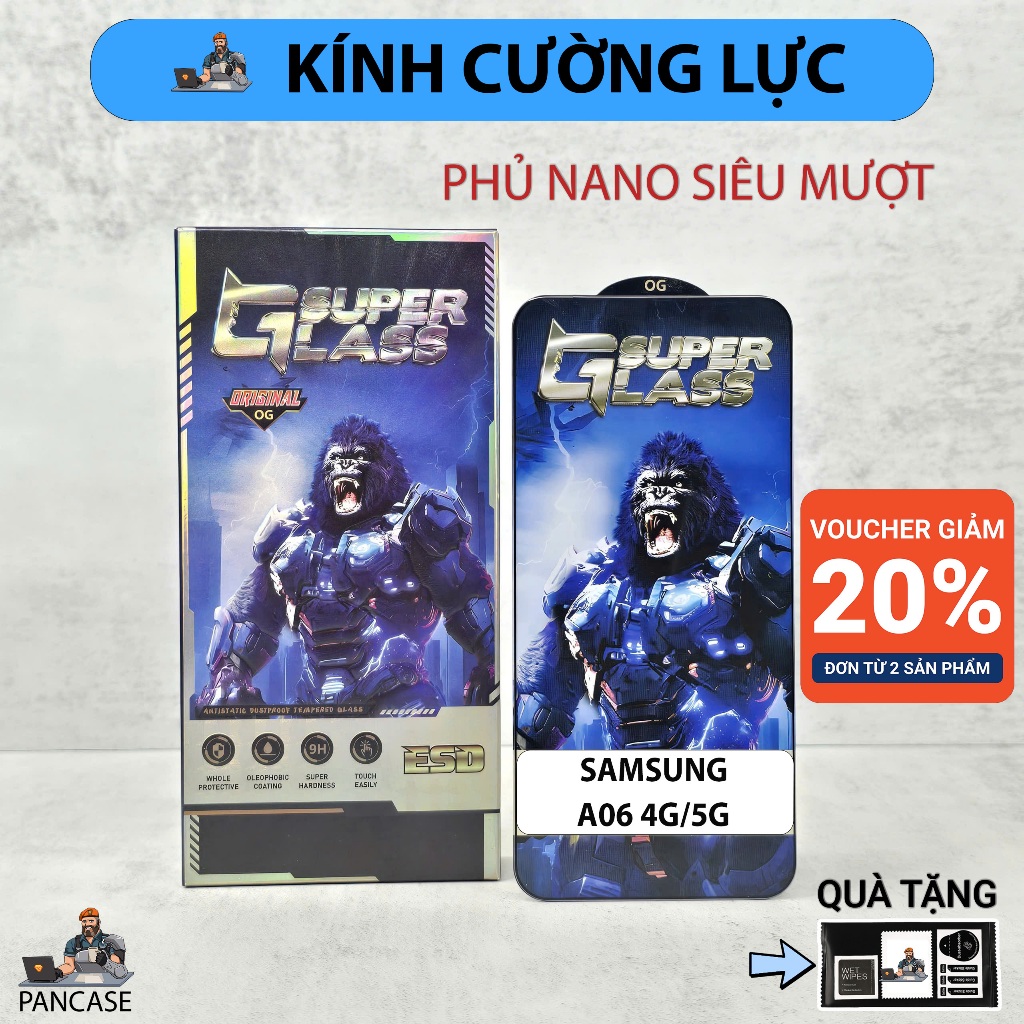 Cường lực Samsung A06 4G,5G Pan PREMIUM full màn | Miếng kính dán bảo vệ màn hình cho ss galaxy
