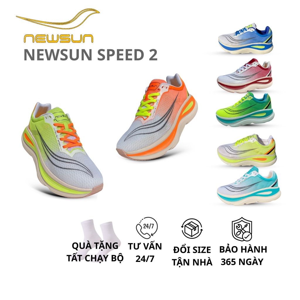Giày Chạy Bộ NewSun Speed – Lưới Thoáng Khí, Đệm Êm SCF EVA, Đế Cao Su Bám Đường, Hỗ Trợ Chạy Dài