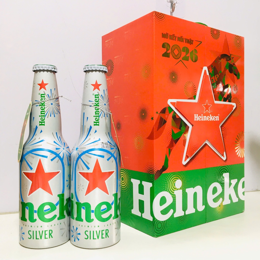 Hộp Qùa HEINEKEN SILVER 2 Chai Nhôm 330ml "MỞ KẾT NỐI THẬT" Limited 2026