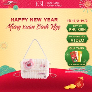 Túi tự đan gấu dâu EBI HANDMADE bằng len bông bi mềm mịn phối charm Lotso dễ thương quà tặng bạn gái đầy ý nghĩa - ES151