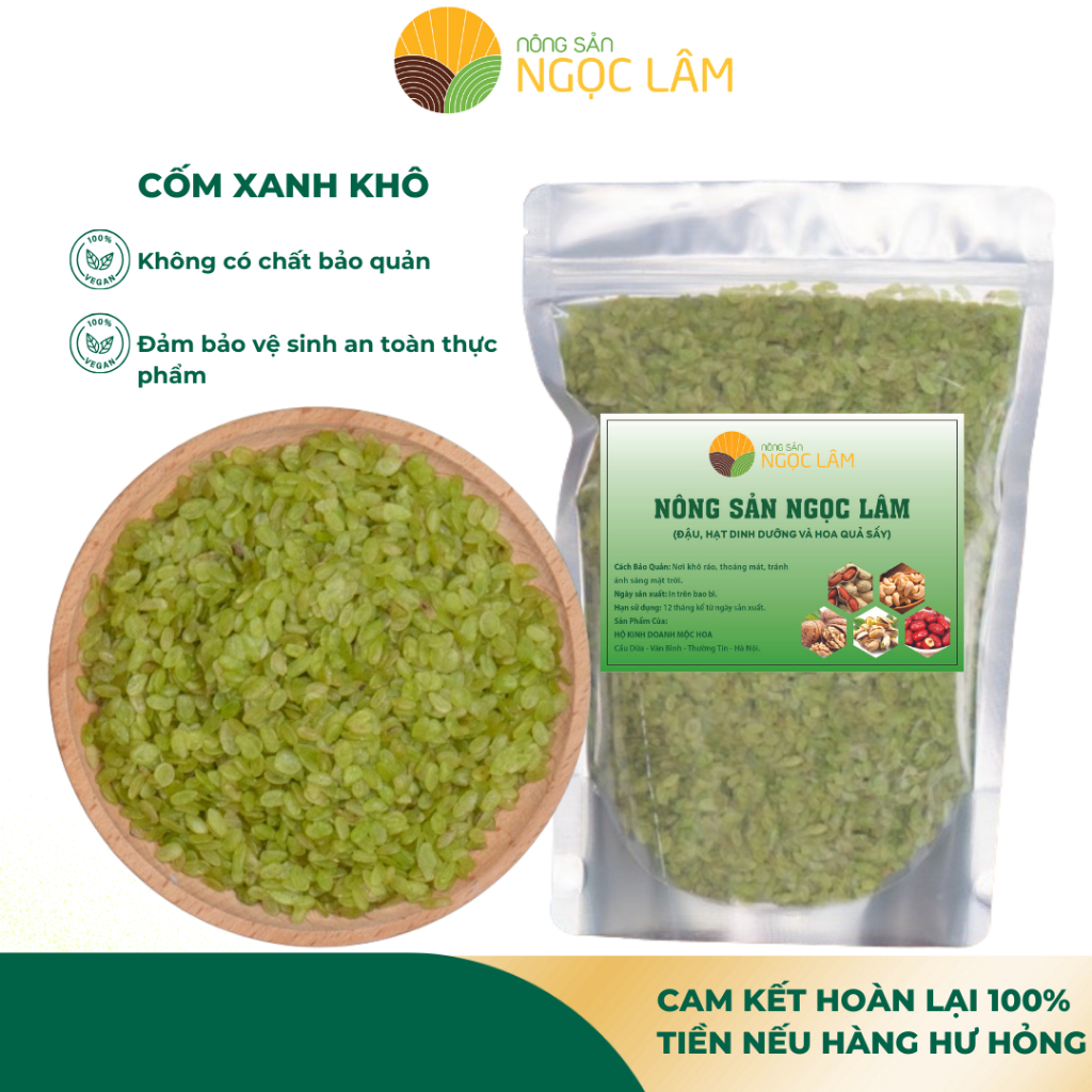 Cốm khô tây bắc, cốm xanh lá dứa đã làm sạch