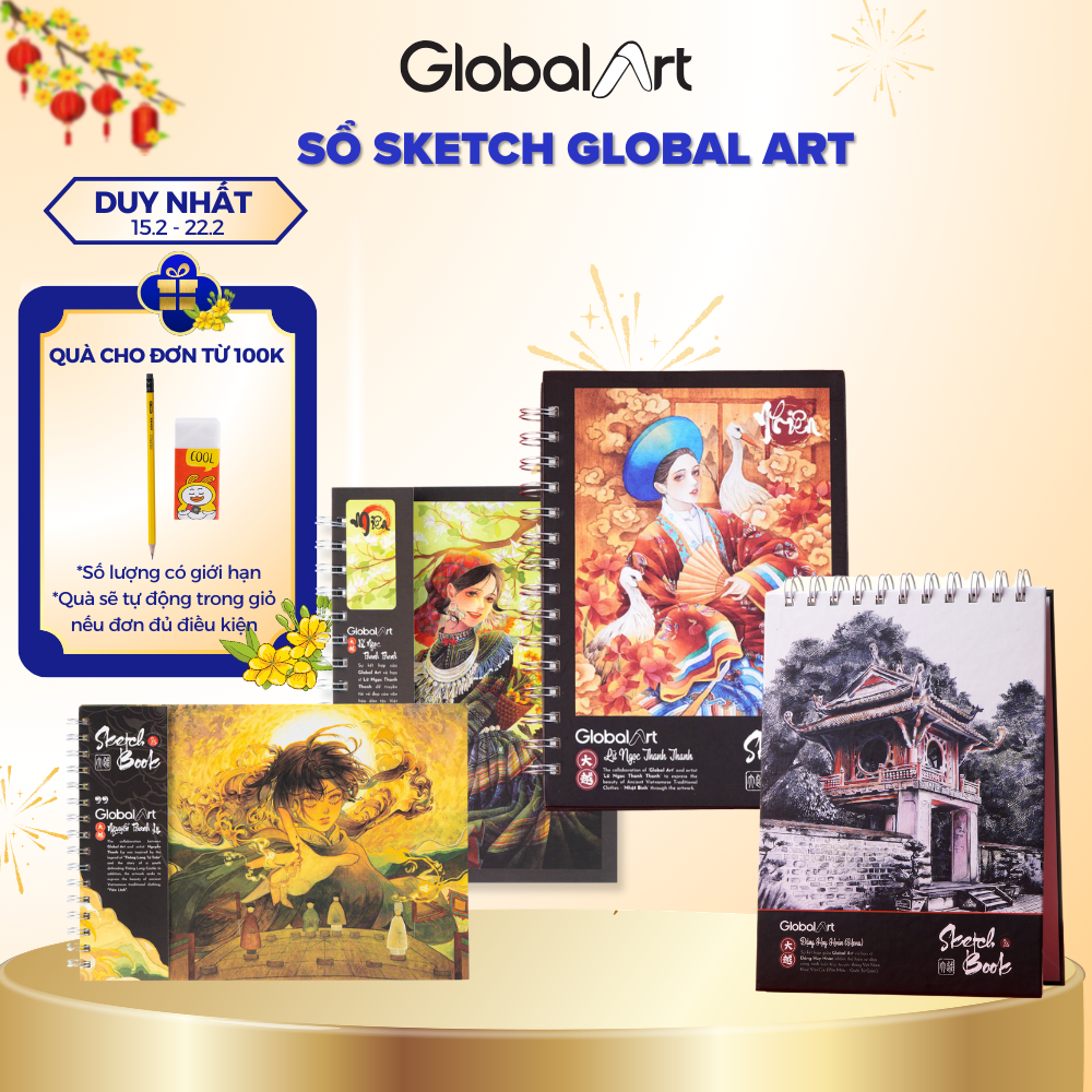 [Giảm 3K] Sổ Vẽ Đa Chất Liệu Global Art 190/230gsm A4 A5 Sổ Sketch 30 Tờ Giấy Sần Không Kị Tẩy Giấy Vẽ Chuyên Nghiệp