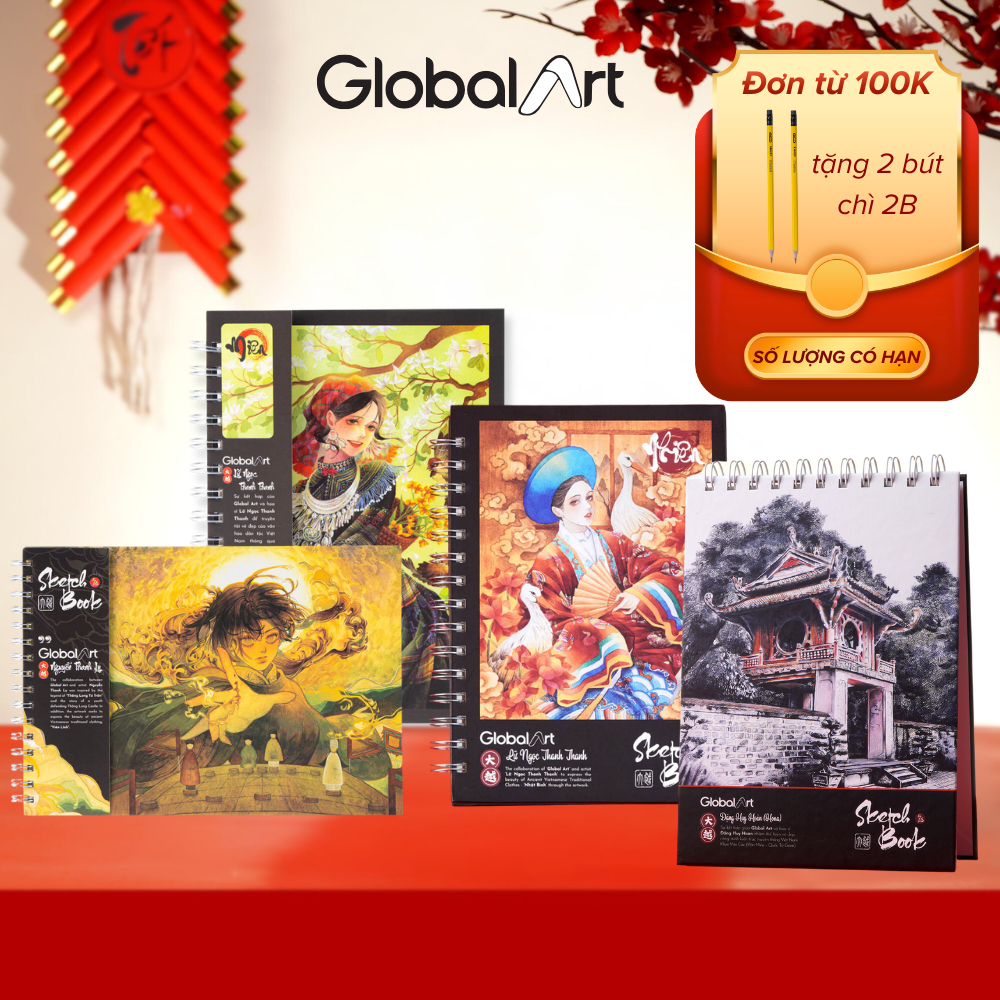 Sổ Vẽ Đa Chất Liệu Global Art 230GSM Sketchbook A4 A5 30 Tờ Phác Thảo Vẽ Màu Nước Giấy Dày