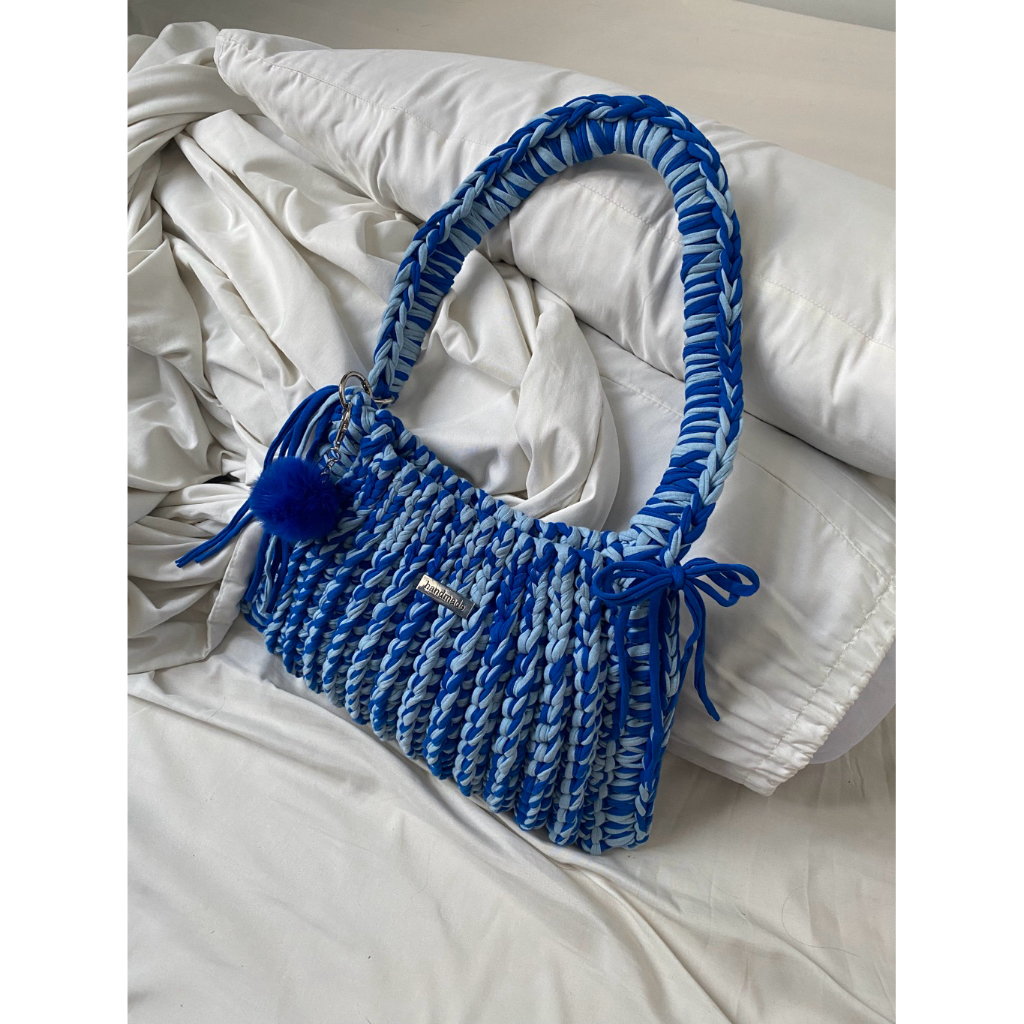 Túi len handmade màu xanh mix (Ocean Waves Dusk Bag)