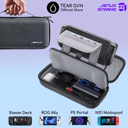 Túi đựng máy 2 tầng JSAUX hỗ trợ đựng nhiều phụ kiện cho Steam Deck / ROG Ally  / PS Portal / Ninten