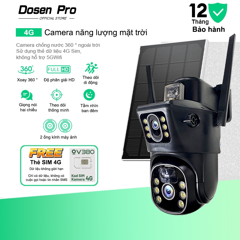 Dosen Pro Solar giám sát Camera 2 mắt 360 độ