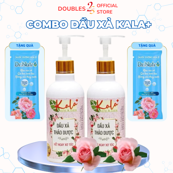 COMBO DẦU XẢ THẢO DƯỢC KALA+ 300ml HƯƠNG HOA HỒNG Giảm Xơ Rối Tóc Mềm Mại Hơn | DOUBLES 2SSHOP